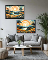 Calm Modern Landscape Set of 2 - Wall Art Canvas WallArtVibes