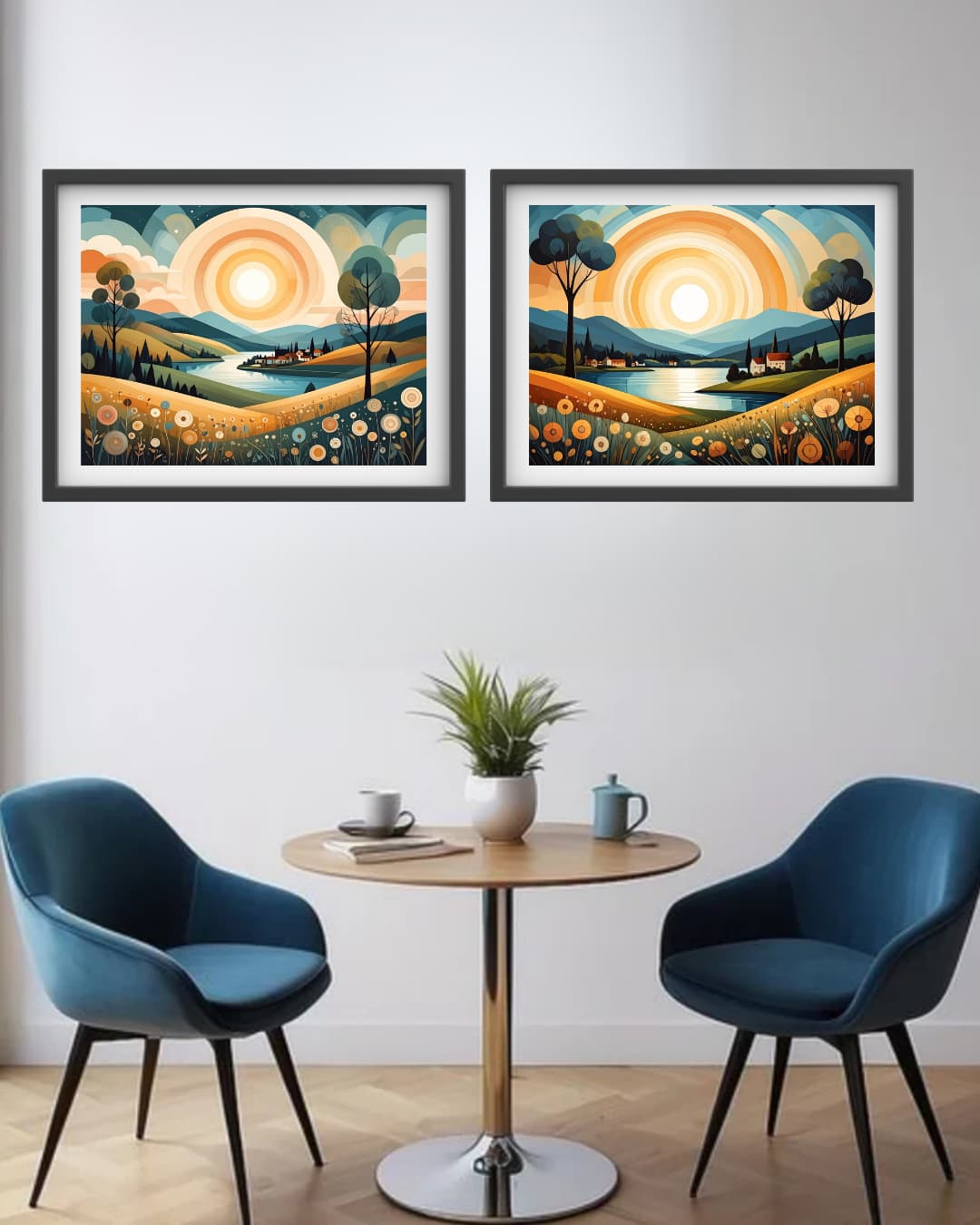 Calm Modern Landscape Set of 2 - Wall Art Canvas WallArtVibes