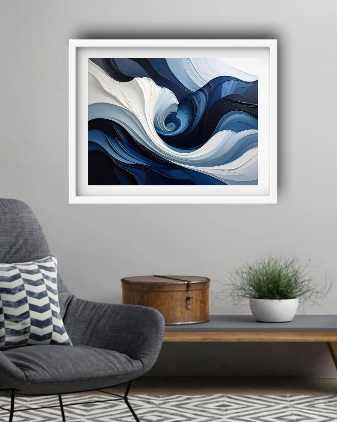 Blue White Ocean Swirl – Wall Art Canvas