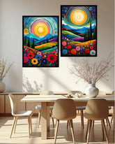 Vibrant Abstract Landscape Set of 2 - Wall Art Canvas WallArtVibes