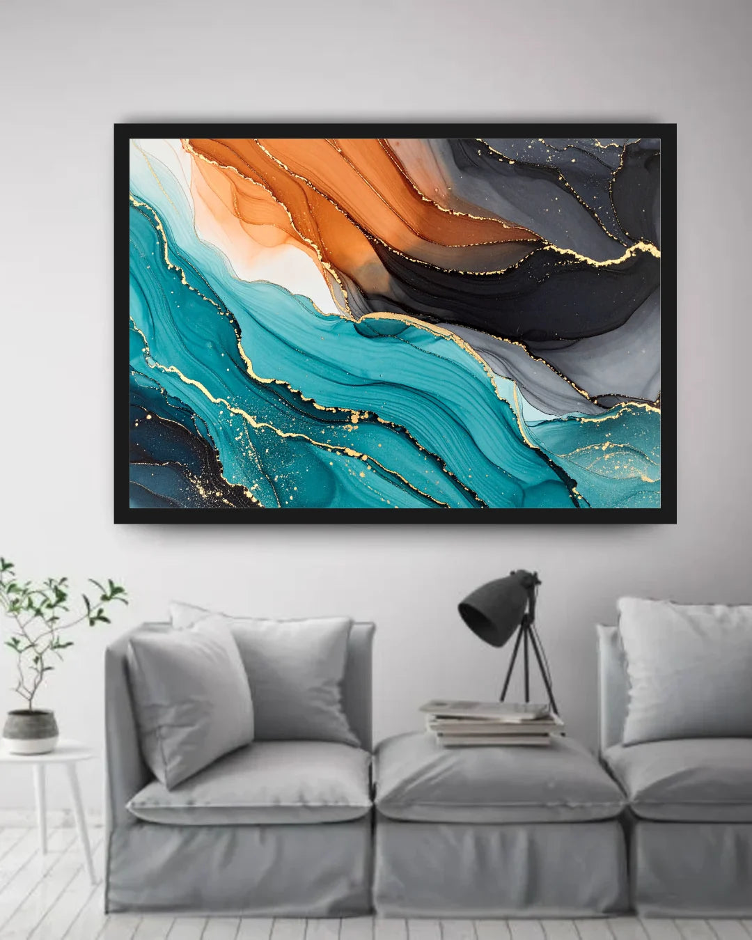 Teal Orange Gold Abstract – Wall Art Canvas