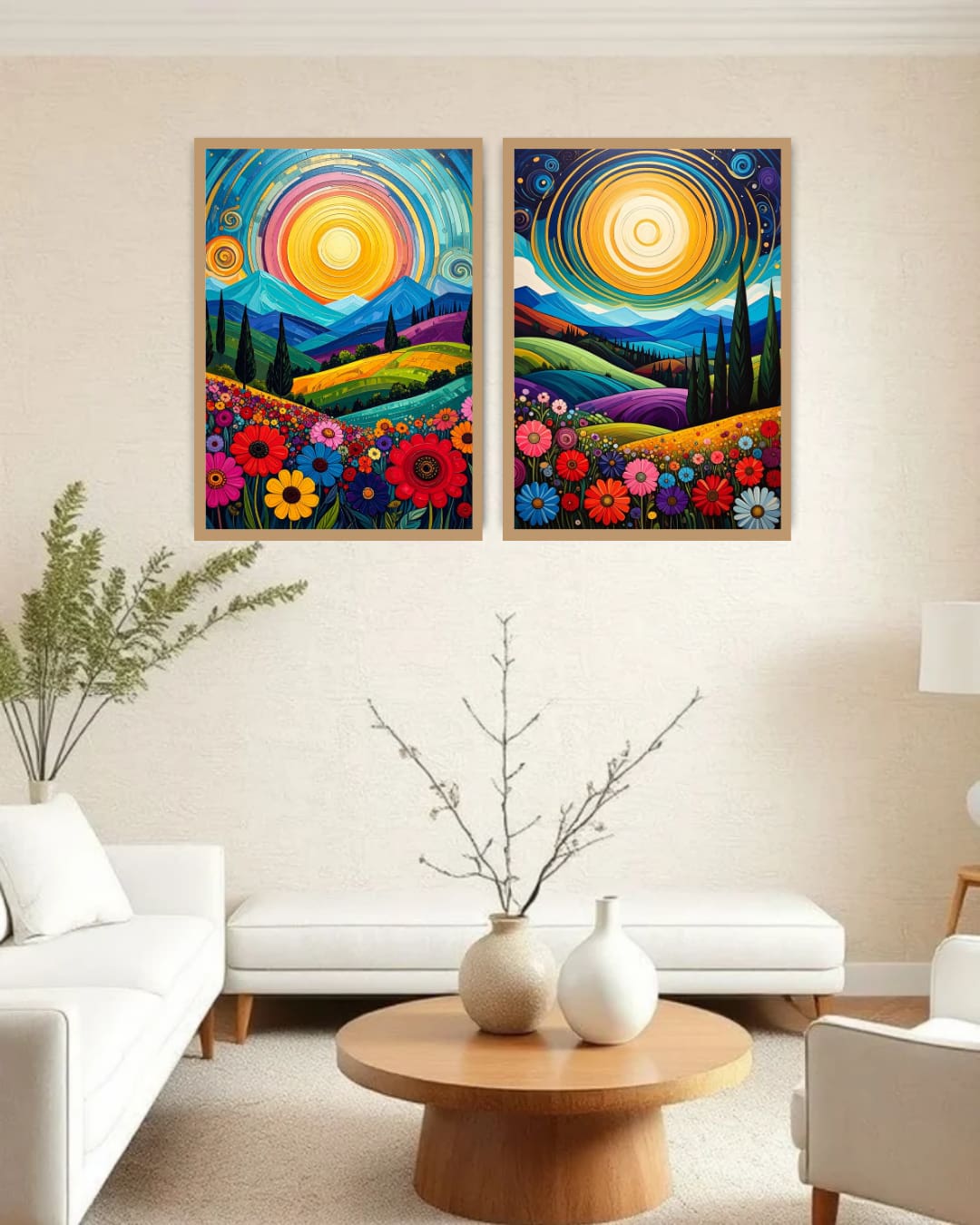 Vibrant Abstract Landscape Set of 2 - Wall Art Canvas WallArtVibes