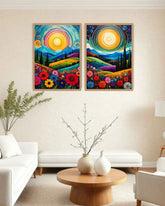 Vibrant Abstract Landscape Set of 2 - Wall Art Canvas WallArtVibes