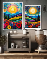 Vibrant Abstract Landscape Set of 2 - Wall Art Canvas WallArtVibes
