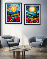 Vibrant Abstract Landscape Set of 2 - Wall Art Canvas WallArtVibes
