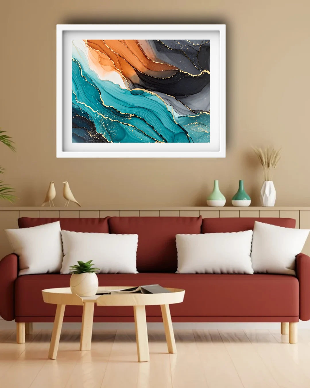 Teal Orange Gold Abstract – Wall Art Canvas