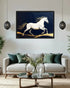 Majestic White Horse Navy & Gold Wall Art Painting WallArtVibes