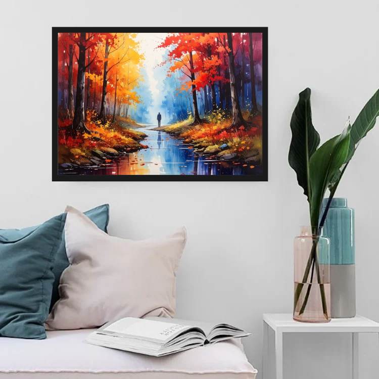 Autumn Forest Path Watercolor - Wall Art Canvas WallArtVibes
