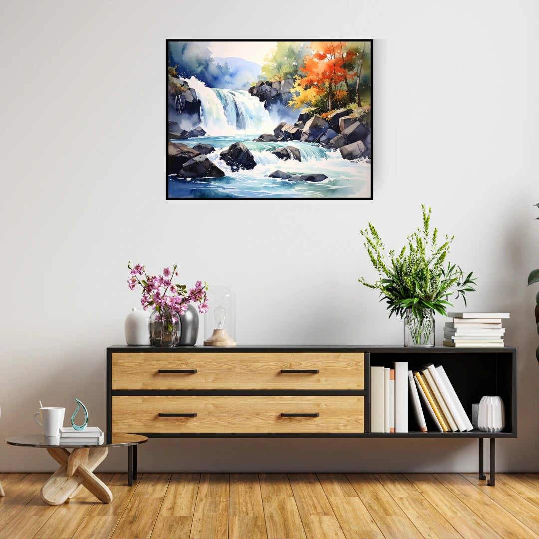 Autumn Waterfall Canvas Wall Art Set