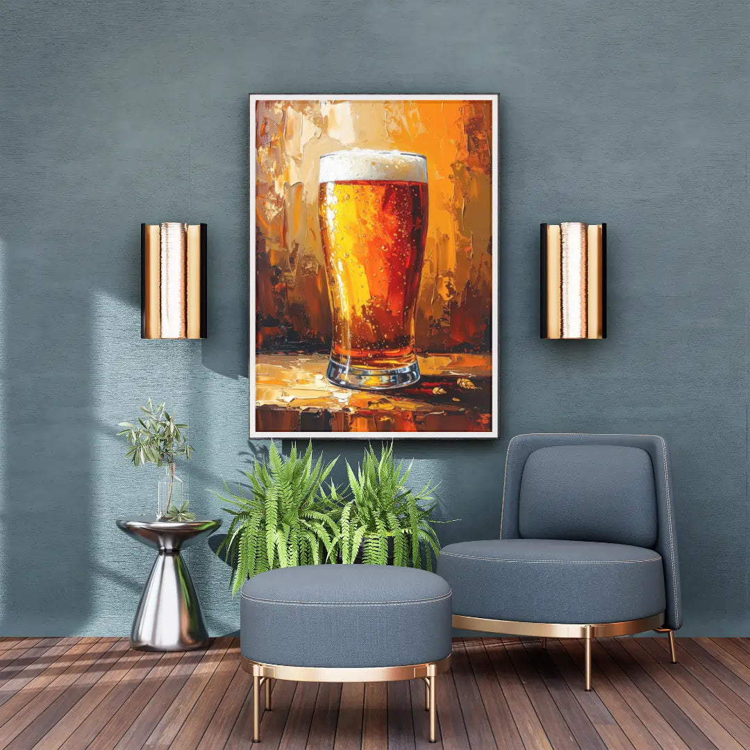 Beer Glass Painting – Modern Wall Art for Bars &amp; Restaurants