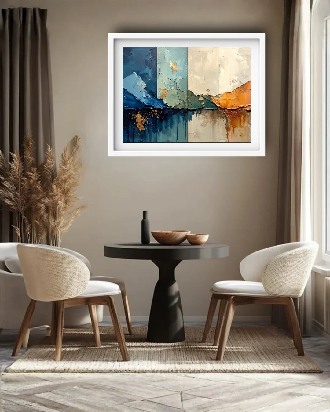 Blue &amp; Gold Abstract – Wall Art Canvas