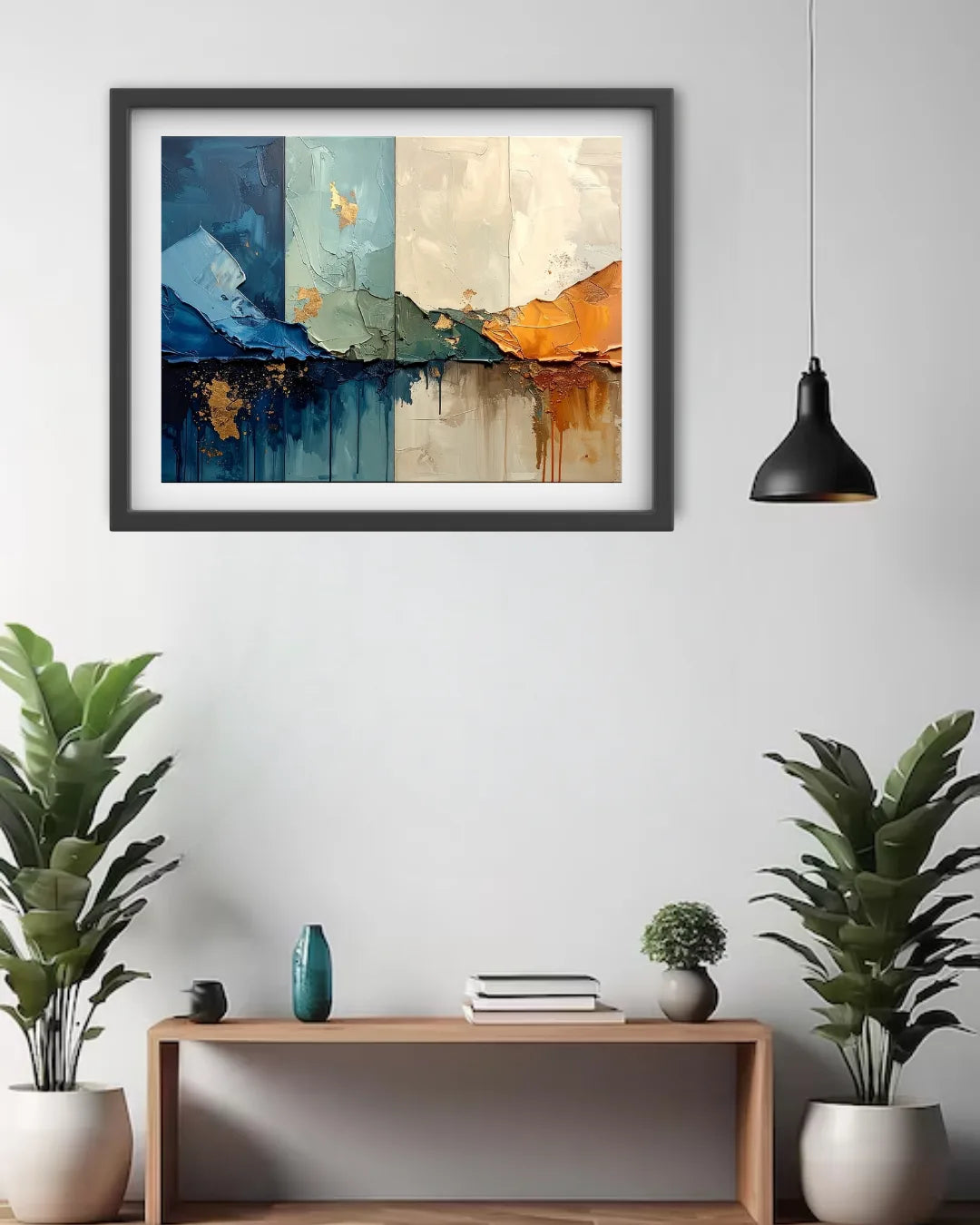 Blue &amp; Gold Abstract – Wall Art Canvas