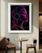Neon Headphone Girl Music Wall Art Painting WallArtVibes