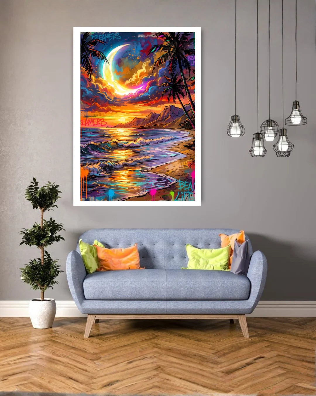 Vibrant Sunset Beach Seascape - Wall Art Canvas