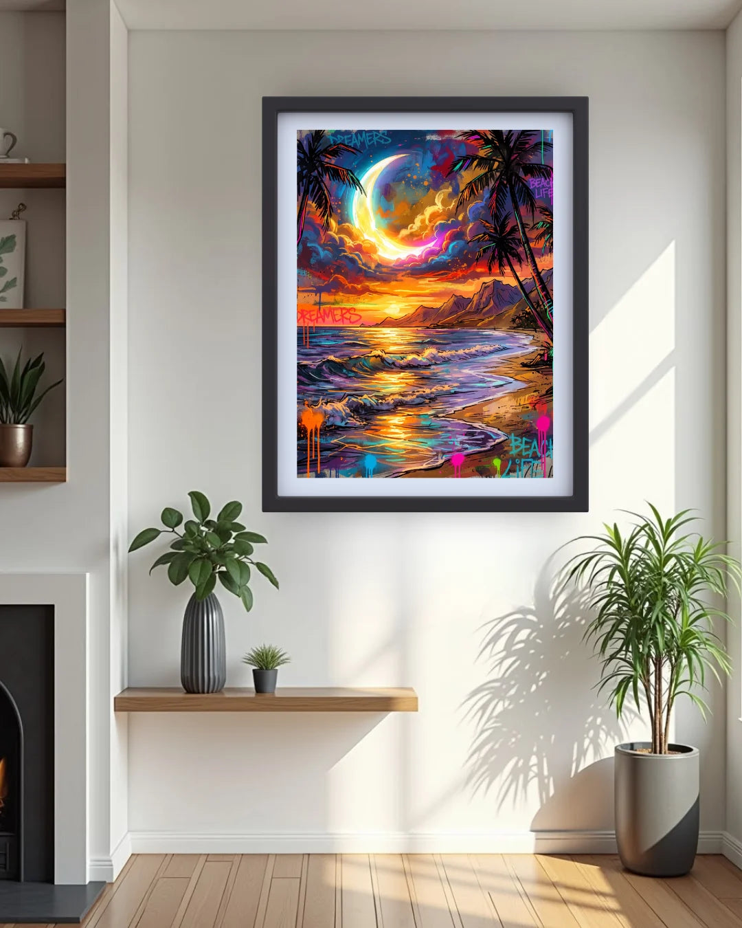 Vibrant Sunset Beach Seascape - Wall Art Canvas
