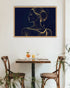 Golden Woman Navy Blue Line Art Wall Painting WallArtVibes