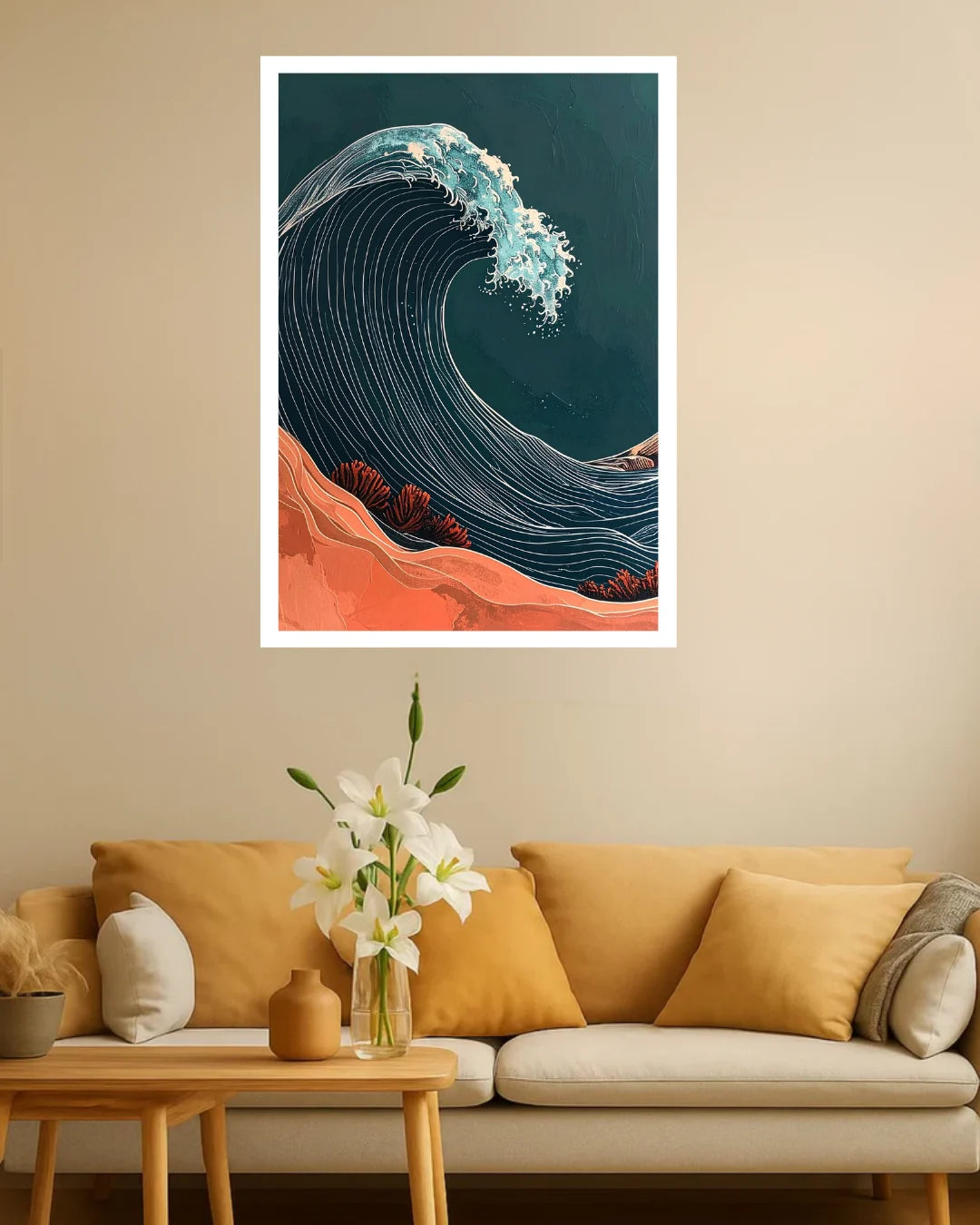 Majestic Teal Ocean Wave Coastal Wall Art Painting WallArtVibes