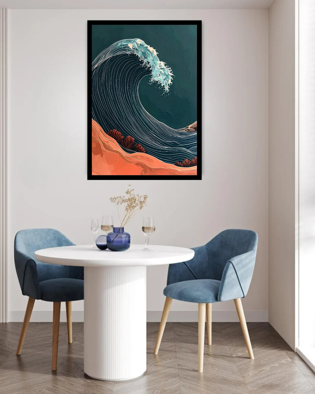 Majestic Teal Ocean Wave Coastal Wall Art Painting WallArtVibes