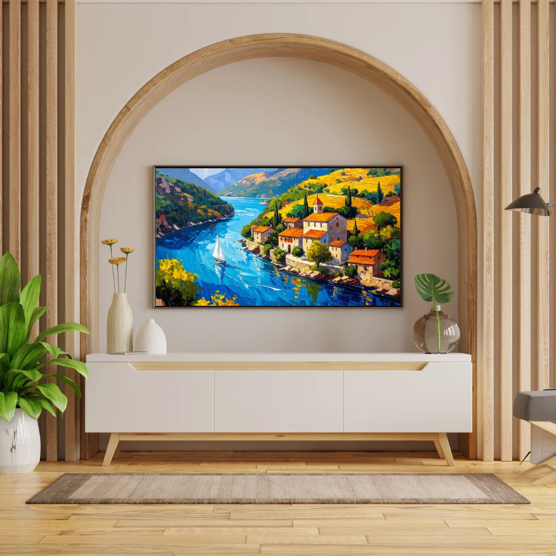 Riverside Village Charm – Wall Art Canvas