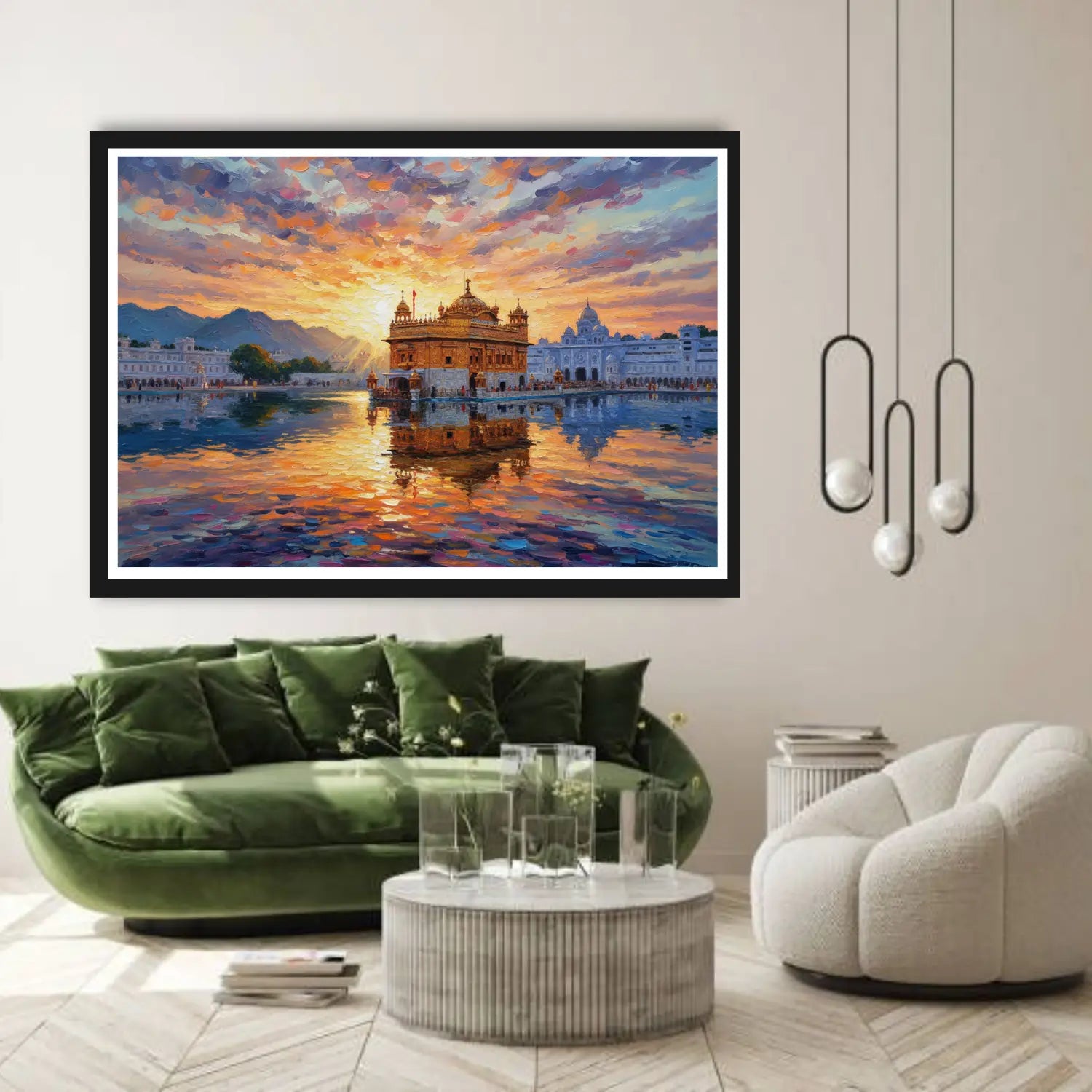 Palace reflection lake canvas painting artwork
