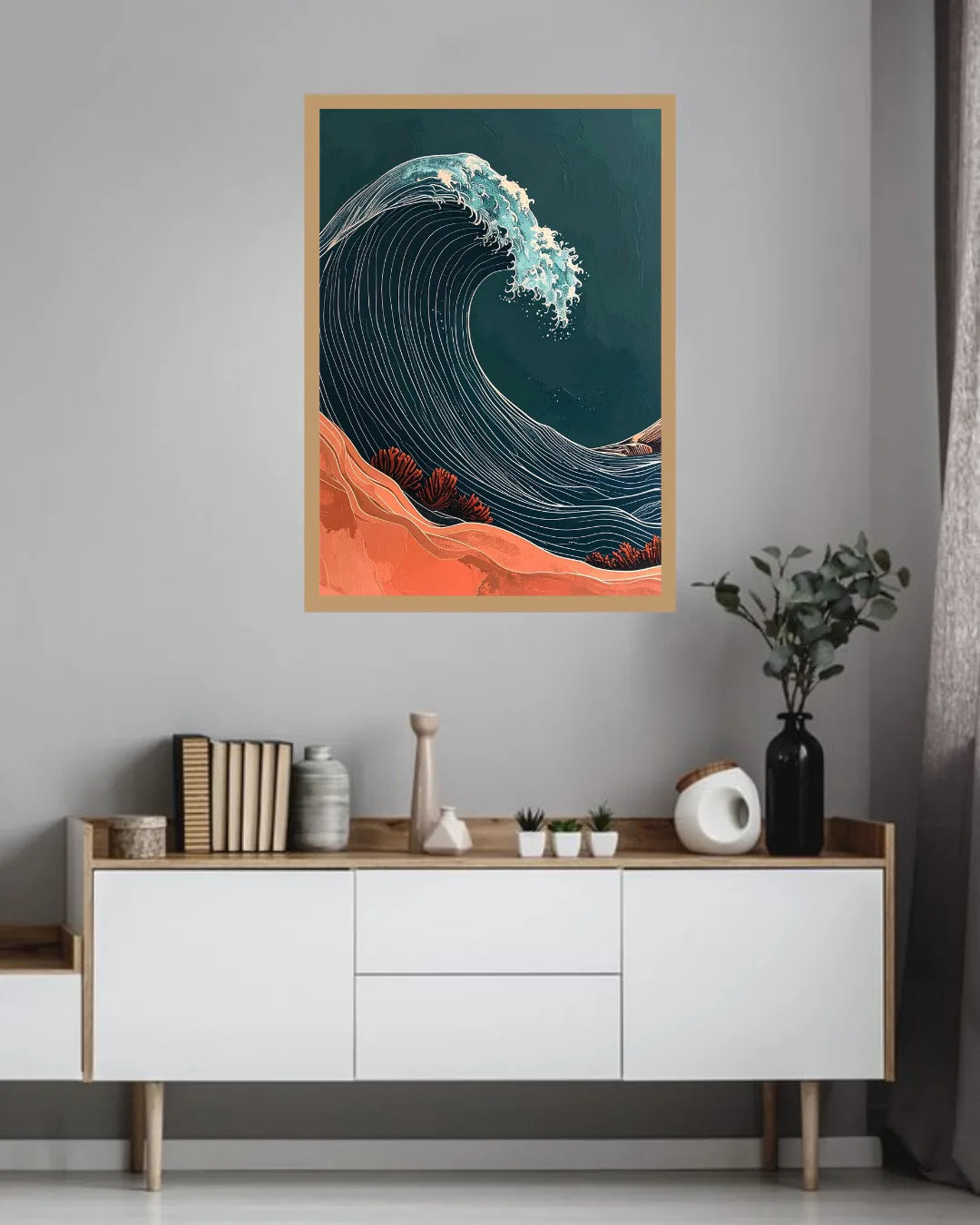 Majestic Teal Ocean Wave Coastal Wall Art Painting WallArtVibes
