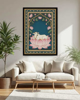 The Sacred Cow in Lotus Archway Miniature - Wall Art Canvas WallArtVibes