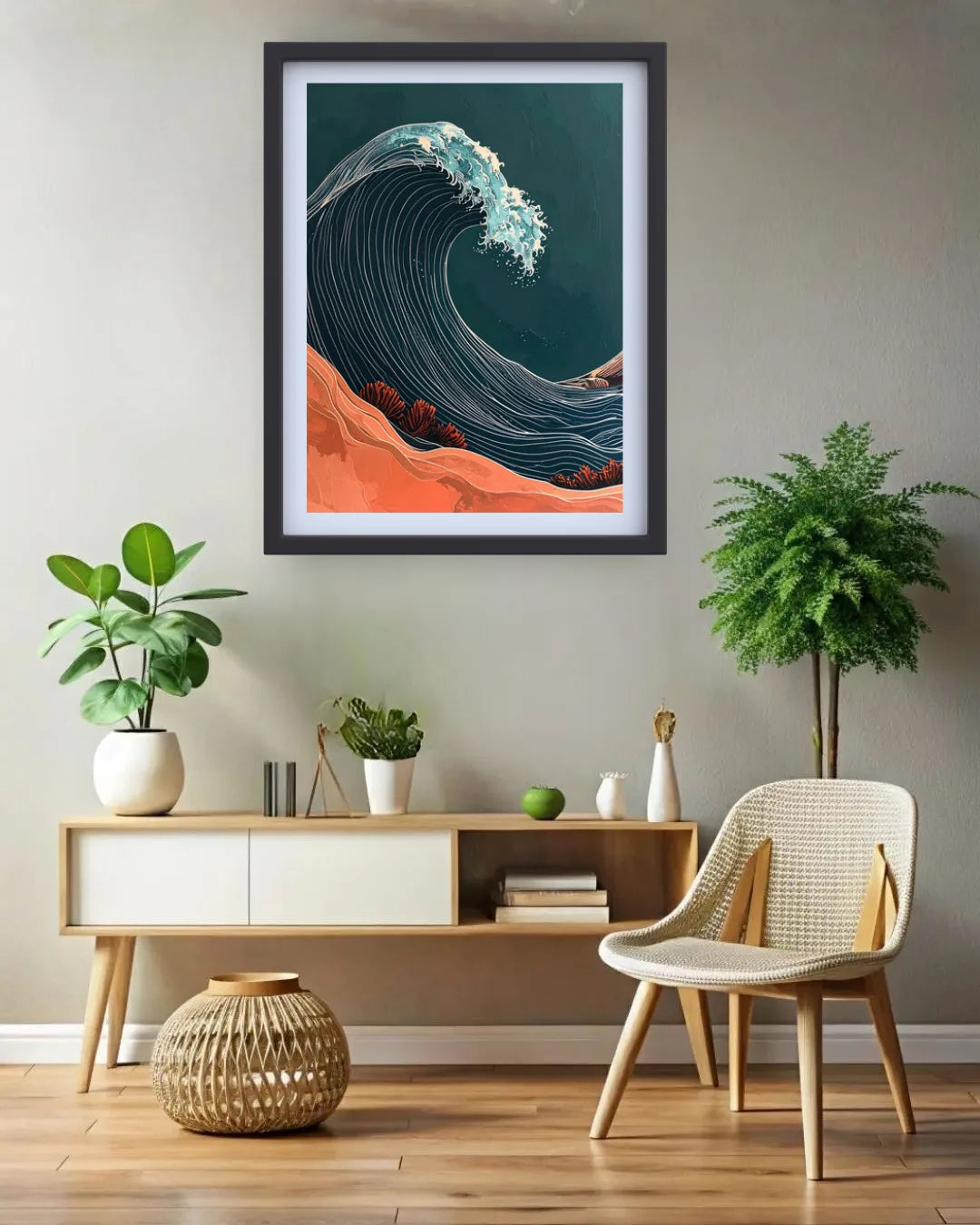 Majestic Teal Ocean Wave Coastal Wall Art Painting WallArtVibes