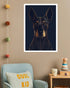 Golden Doberman Navy Blue Line Art Wall Painting WallArtVibes