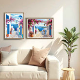 European street illustration canvas wall art set

