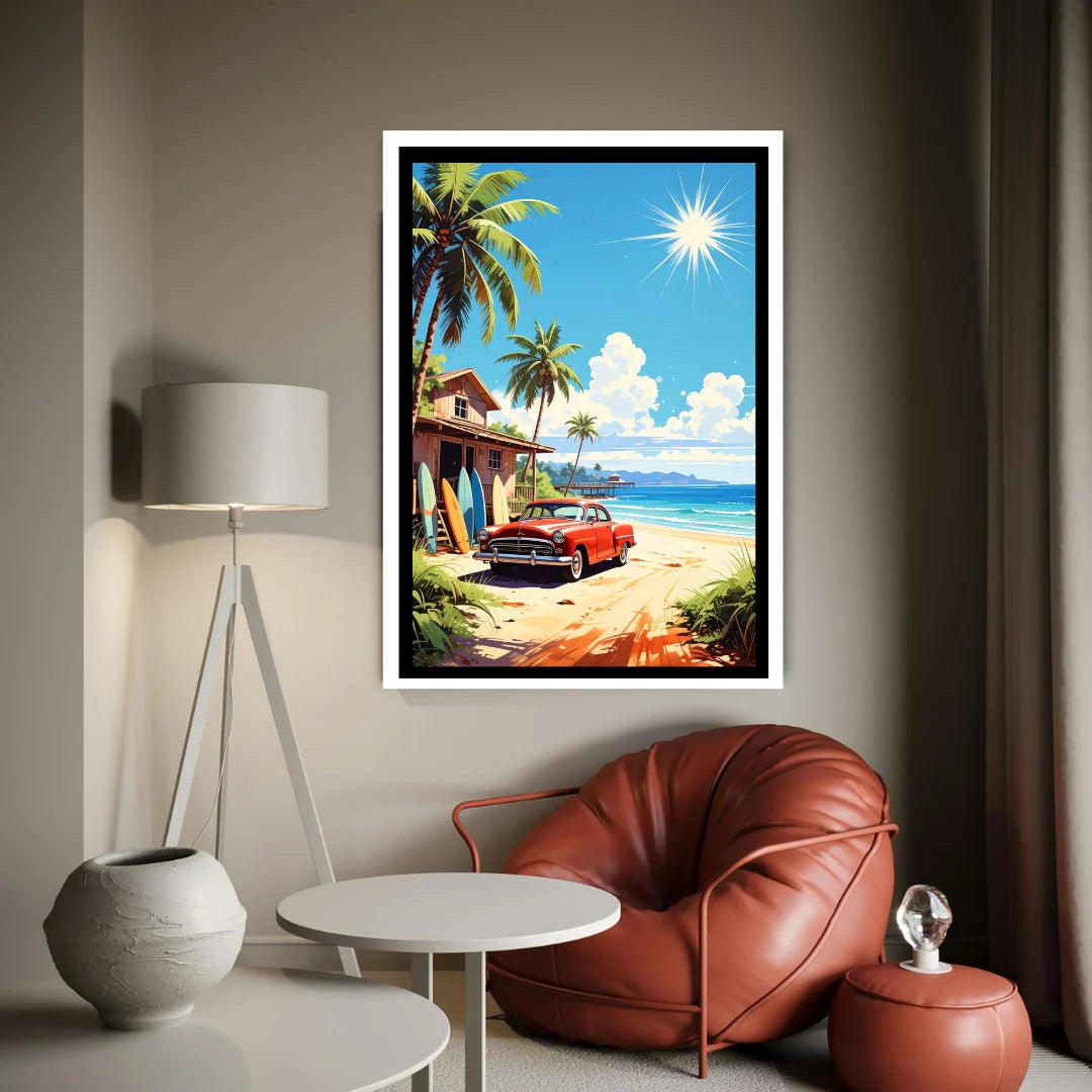 Island Cruiser: The Vintage Beach Escape - Wall Art Canvas