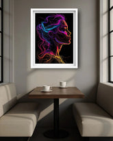 Neon Woman Colorful Line Art Portrait Painting WallArtVibes