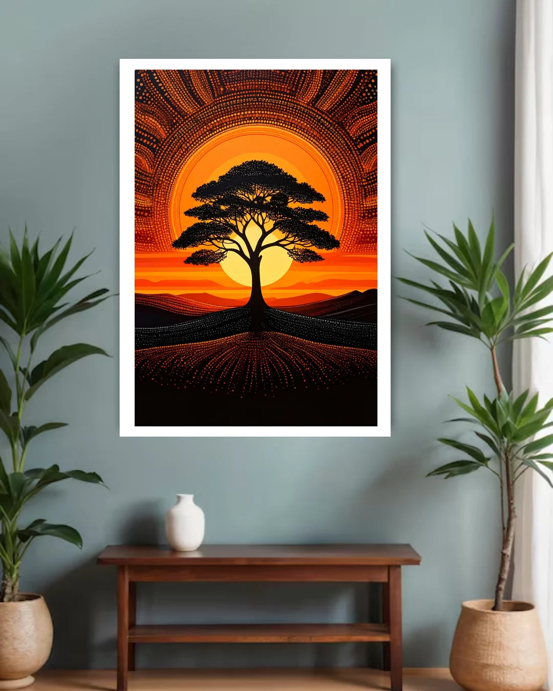 Sunset Tree Silhouette Art - Wall Art Canvas