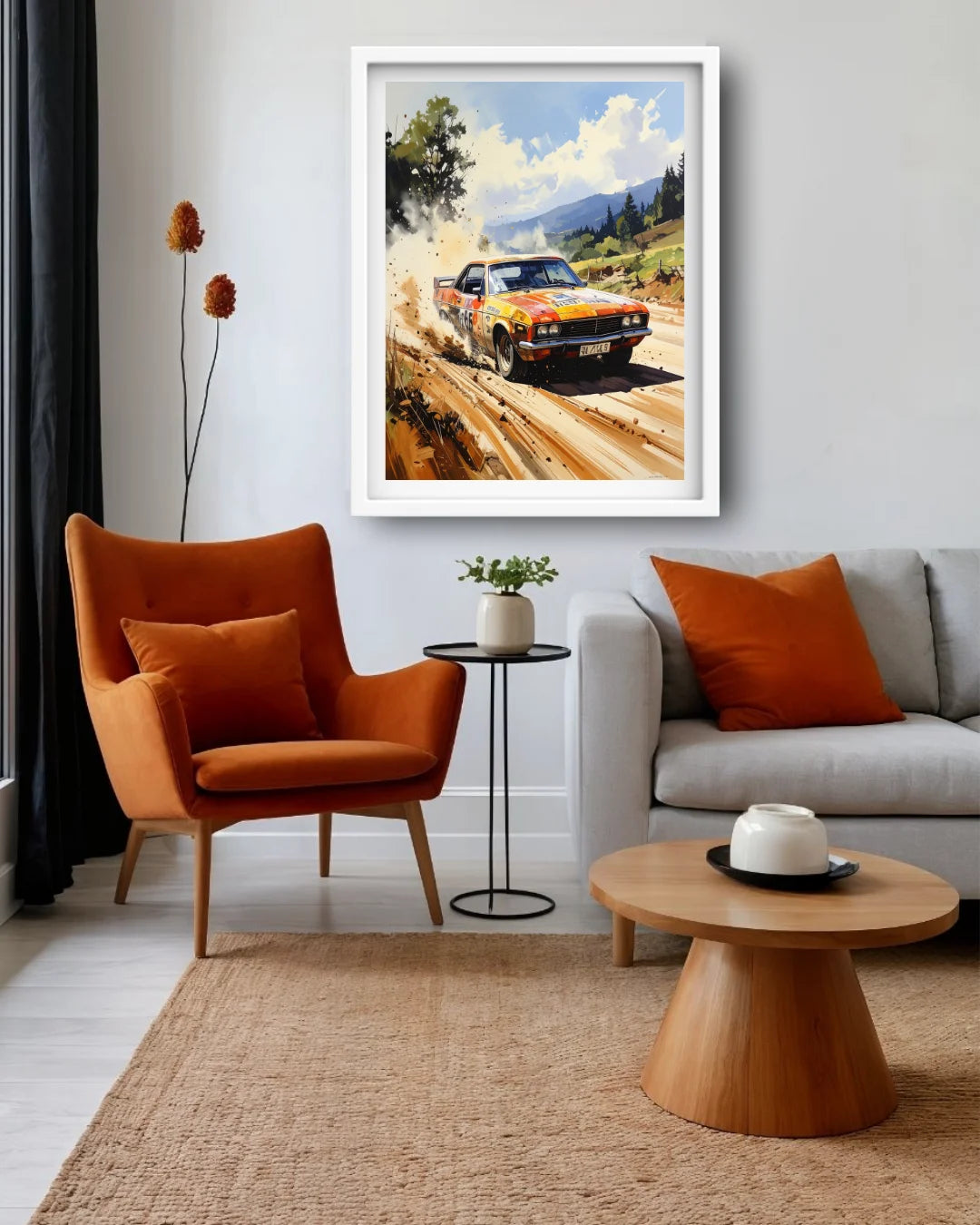 Vintage Rally Car Mountain Road - Wall Art Canvas