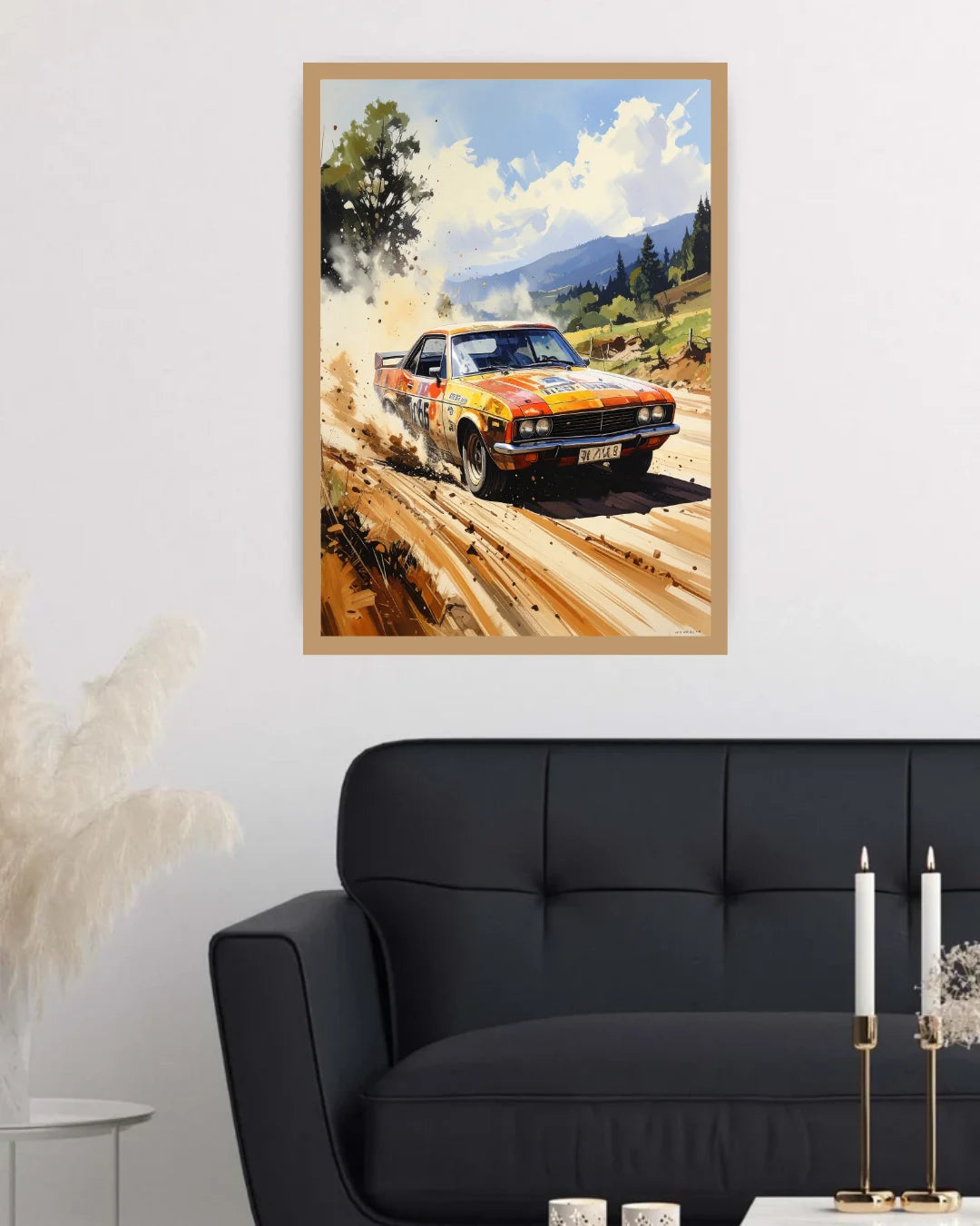 Vintage Rally Car Mountain Road - Wall Art Canvas