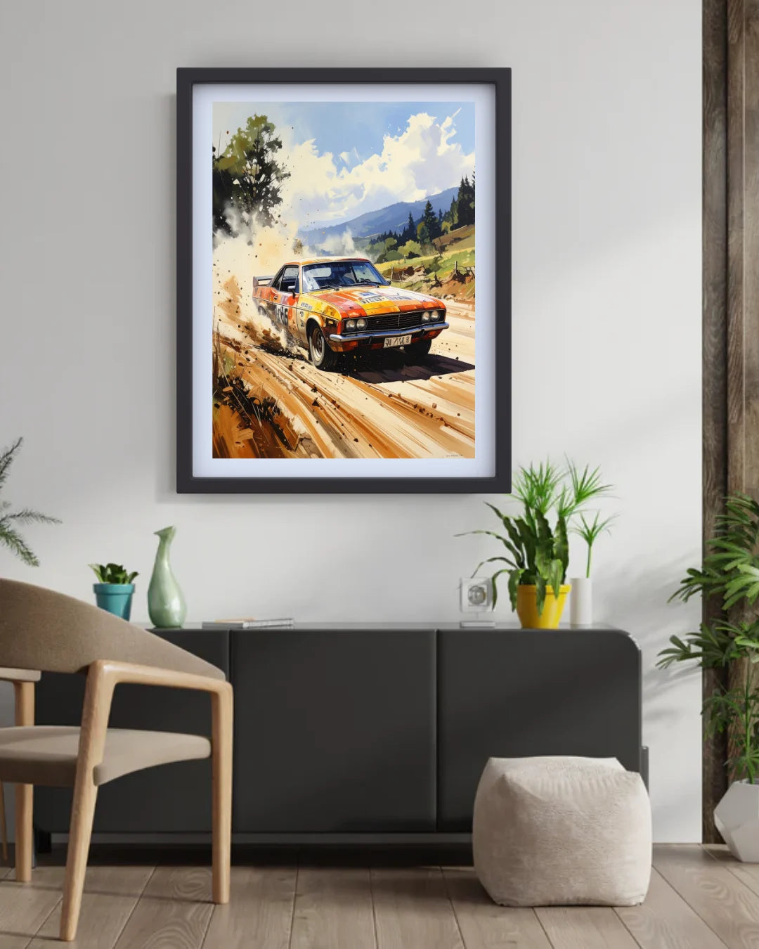 Vintage Rally Car Mountain Road - Wall Art Canvas