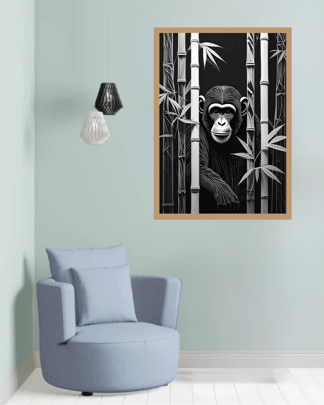 Black &amp; White Gorilla Bamboo – Wall Art Canvas