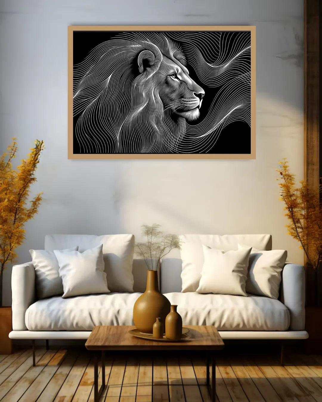 Black &amp; White Lion Portrait – Wall Art Canvas