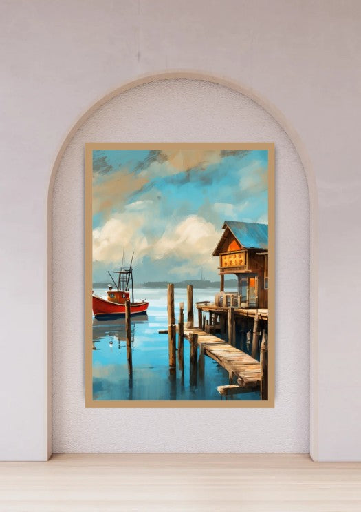 Harbor Dock Morning – Wall Art Canvas