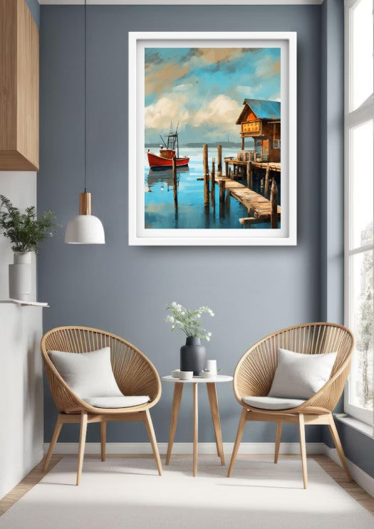 Harbor Dock Morning – Wall Art Canvas