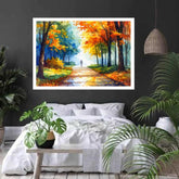 Autumn Forest Path Watercolor Painting – Wall Art Canvas WallArtVibes