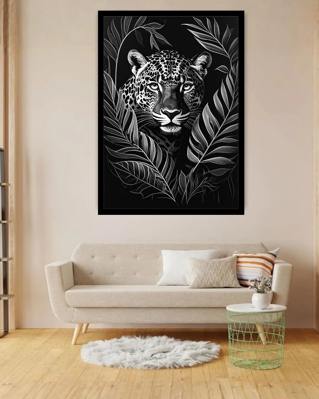Black &amp; White Leopard Portrait – Wall Art Canvas