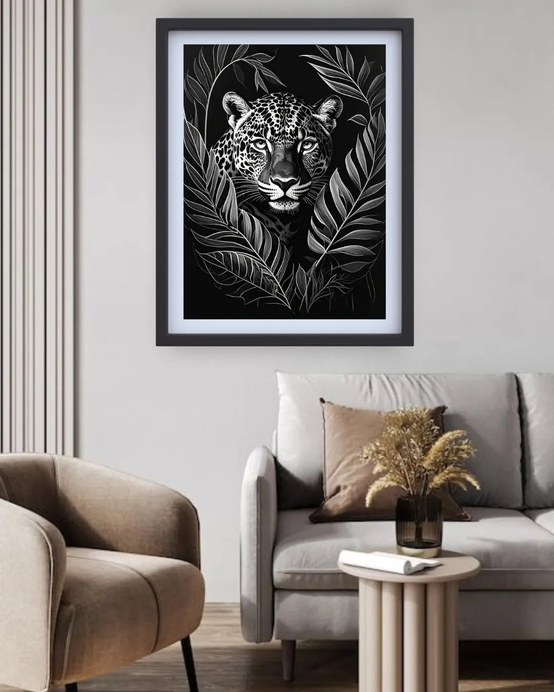 Black &amp; White Leopard Portrait – Wall Art Canvas