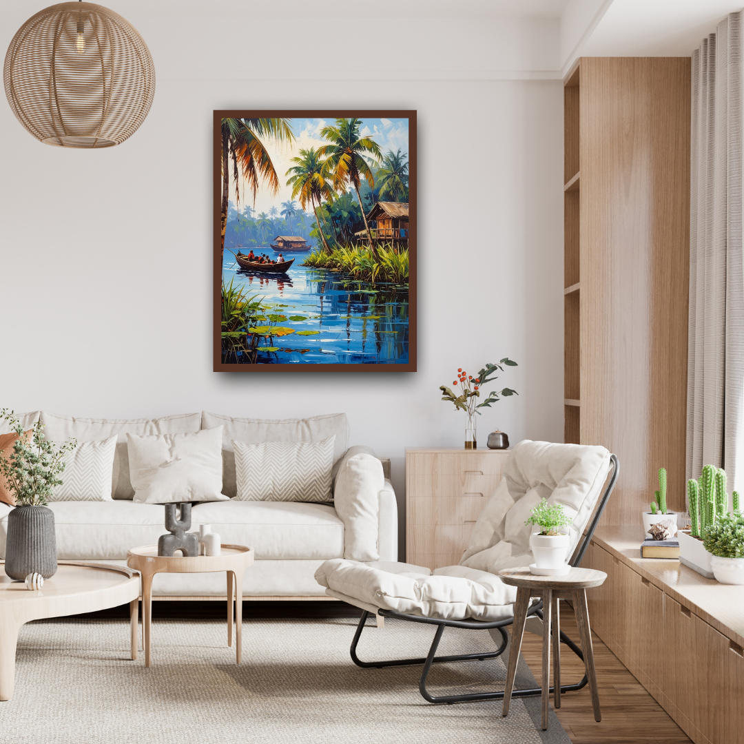 Tropical Canoe Ride Wall Art Canvas paintings