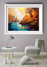 Indian river ghat canvas wall art
