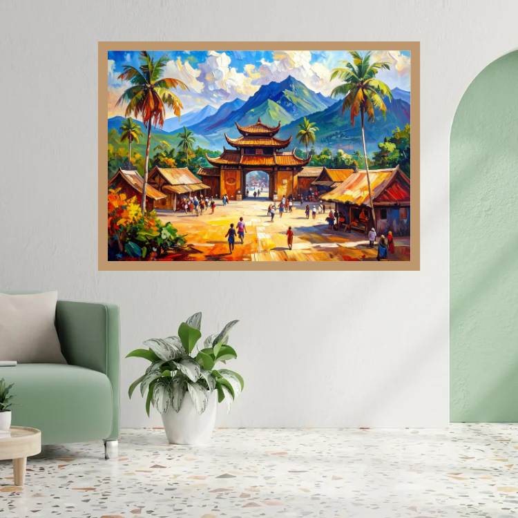 Impasto Temple View - Wall Art Canvas WallArtVibes