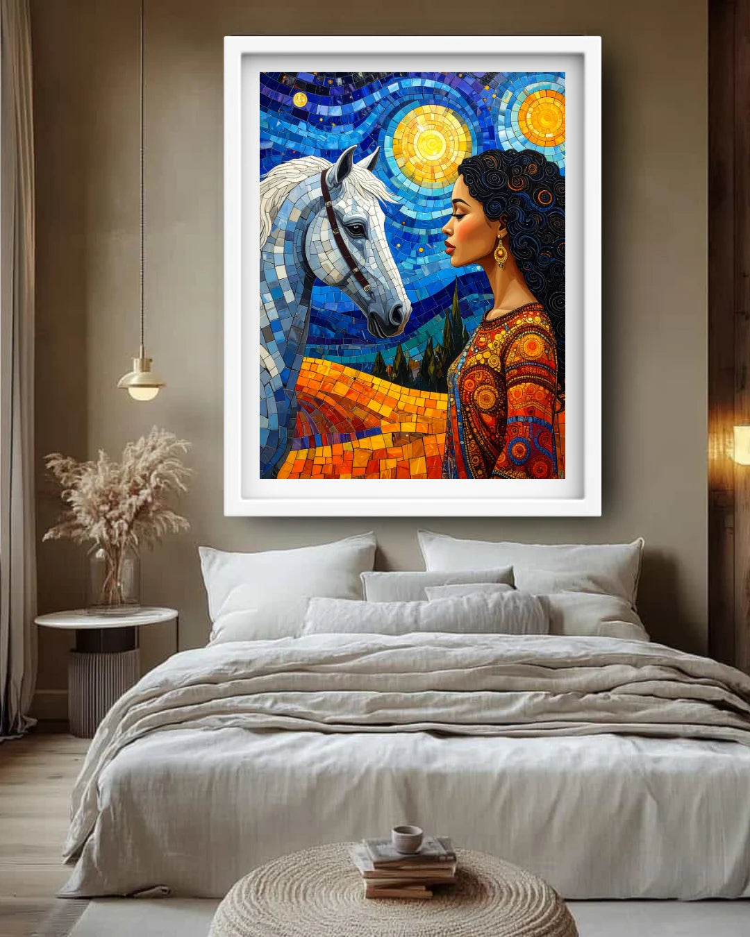 Mystic Woman and Horse Modern - Wall Art Canvas