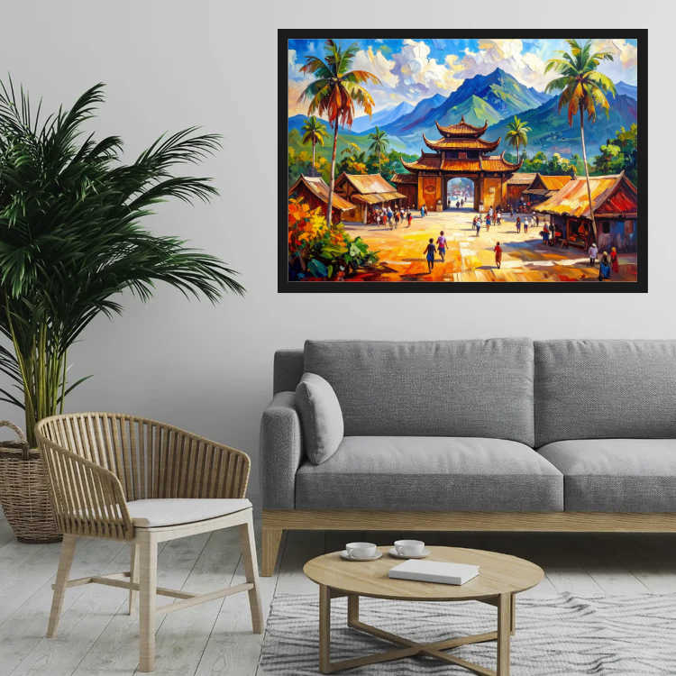Impasto Temple View - Wall Art Canvas WallArtVibes