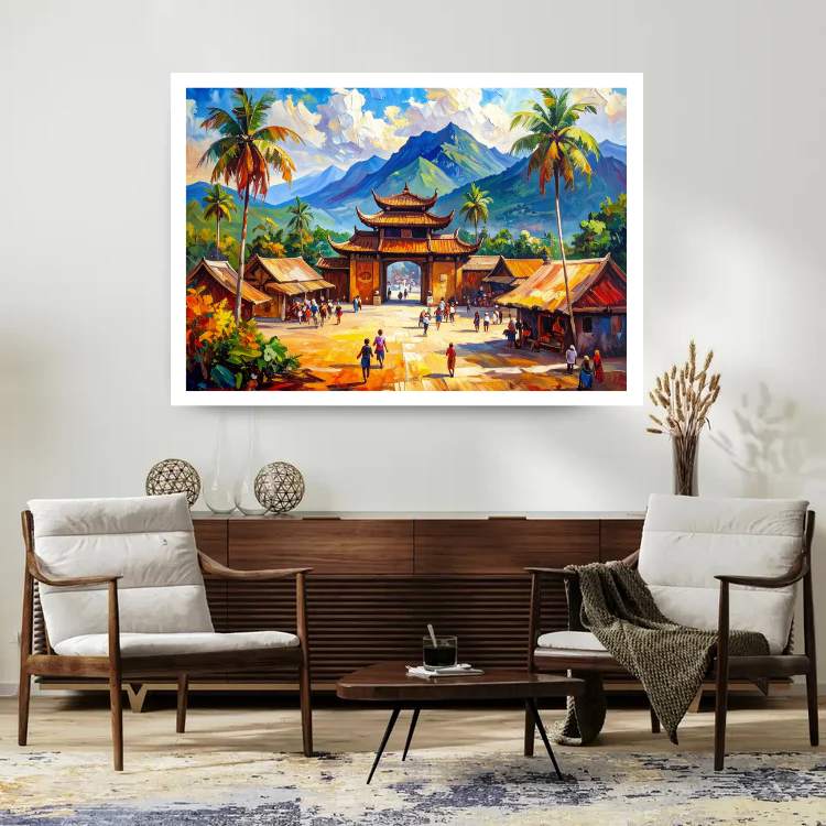 Impasto Temple View - Wall Art Canvas WallArtVibes