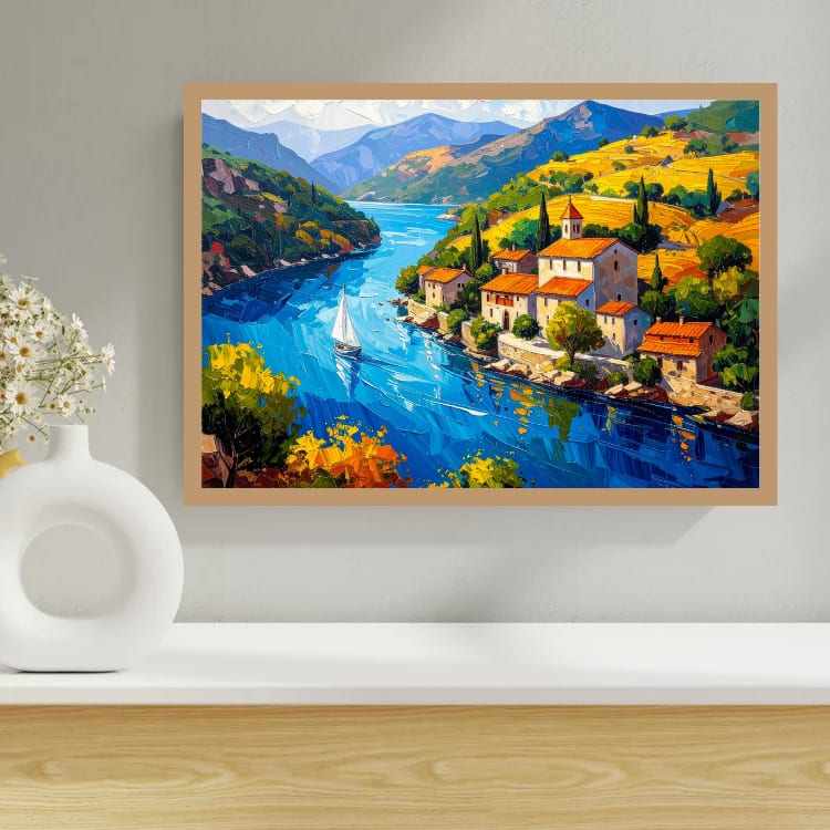 Riverside Village Charm – Wall Art Canvas WallArtVibes