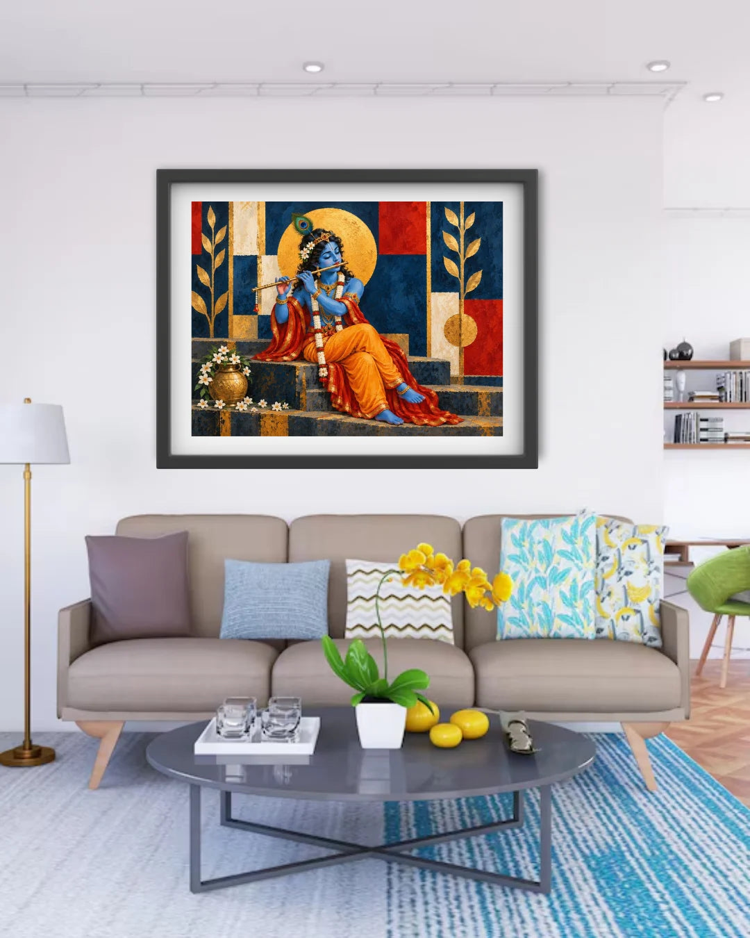 Divine Lord Krishna Playing Flute – Wall Art Canvas